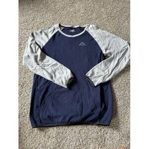 Kappa Mens Long Sleeve Shirt Kangroos Pockets Mens Elastic Hem Blue Gray Size XL